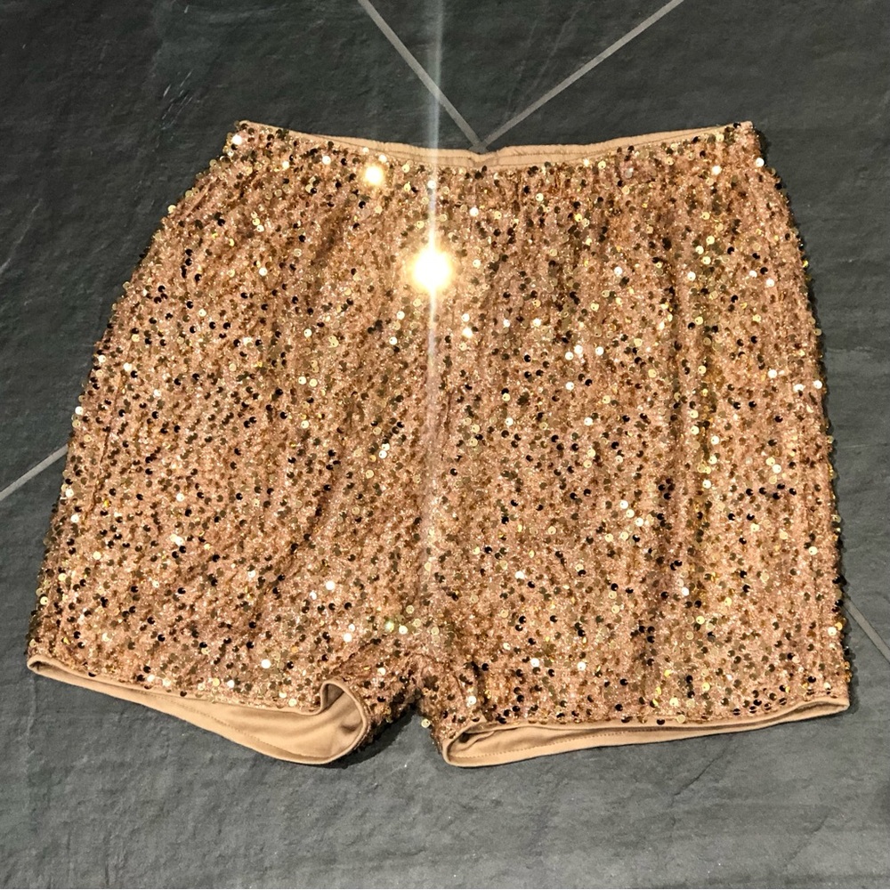 Sequined Gold Shorts Large SHEIN